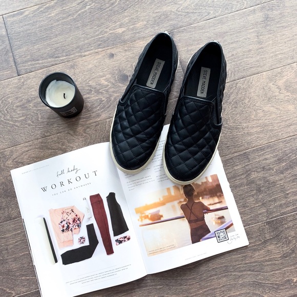 Steve Madden Shoes - Steve Madden Black Quilted Slip On Sneaker